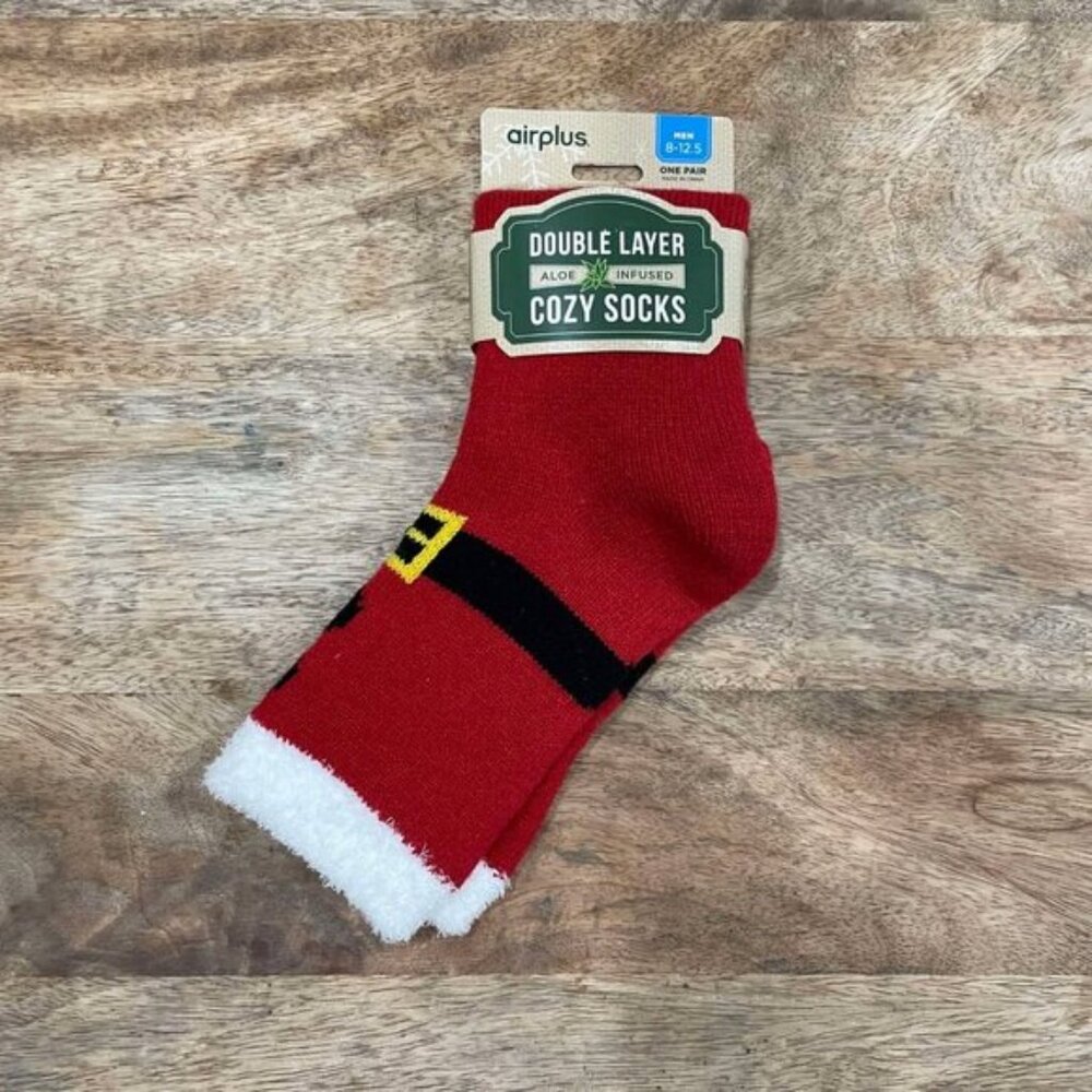 NEW 8-12.5 Airplus Men's Aloe Infused Santa Suit Christmas Cozy Socks